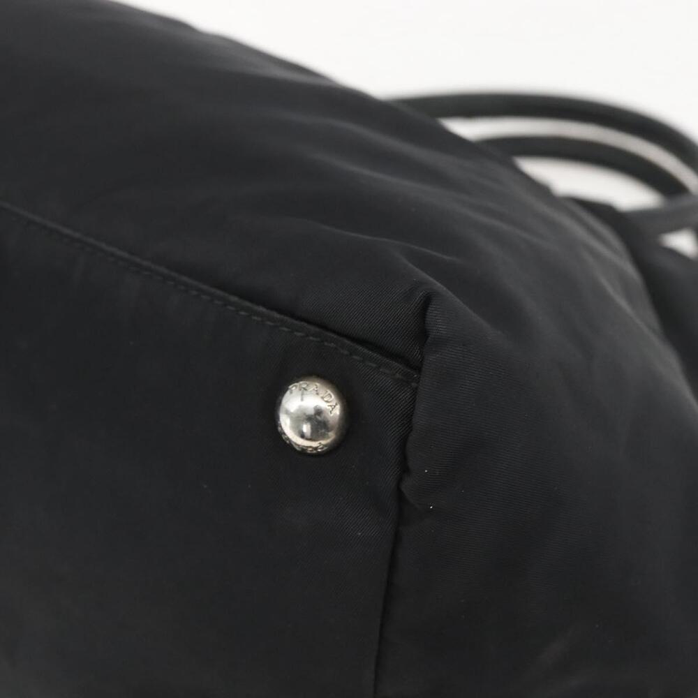 PRADA Ribbon Hand Bag Nylon Black Silver Auth 160087 - Picture 15 of 16